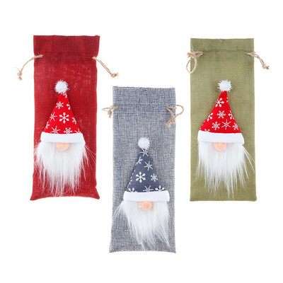 2022 Nový rok Najnovšia bábika Bez tváre Kryt na fľašu vína Noel Vianočné dekorácie pre domácnosť Darček Navidad Dekorácia jedálenského stola