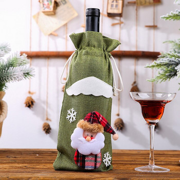 2 τεμ. Χριστουγεννιάτικο γυάλινο μπουκάλι λινό προστατευτικό κάλυμμα κόκκινου κρασιού Τσάντες σαμπάνιας Διακοσμήσεις τραπεζιού Χαριτωμένα χριστουγεννιάτικα άλκες Αγοράστε ένα Πάρτε ένα δωρεάν