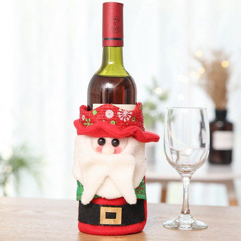10PCS Нова капачка за бутилка вино Коледна домашна вечеря Декорации за маса Дядо Коледа Снежен човек Подарък Navidad Коледни парти консумативи