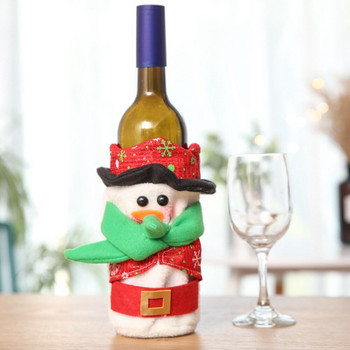 10PCS Нова капачка за бутилка вино Коледна домашна вечеря Декорации за маса Дядо Коледа Снежен човек Подарък Navidad Коледни парти консумативи