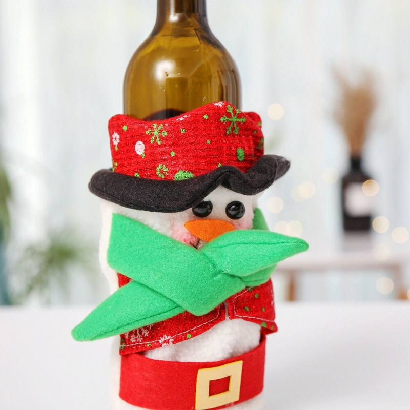 10 ks nových krytov na fľaše vína, vianočných dekorácií na stôl pre domácu večeru, večierok, Santa Claus, snehuliak, darček, Navidad, vianočné párty potreby