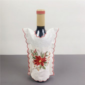 6 ks bielych bavlnených vyšívaných vrecúšok na víno, obal na fľaše na svadbu, narodeniny, sviatky, oslavu, kolaudáciu, úložný priestor pre domácnosť