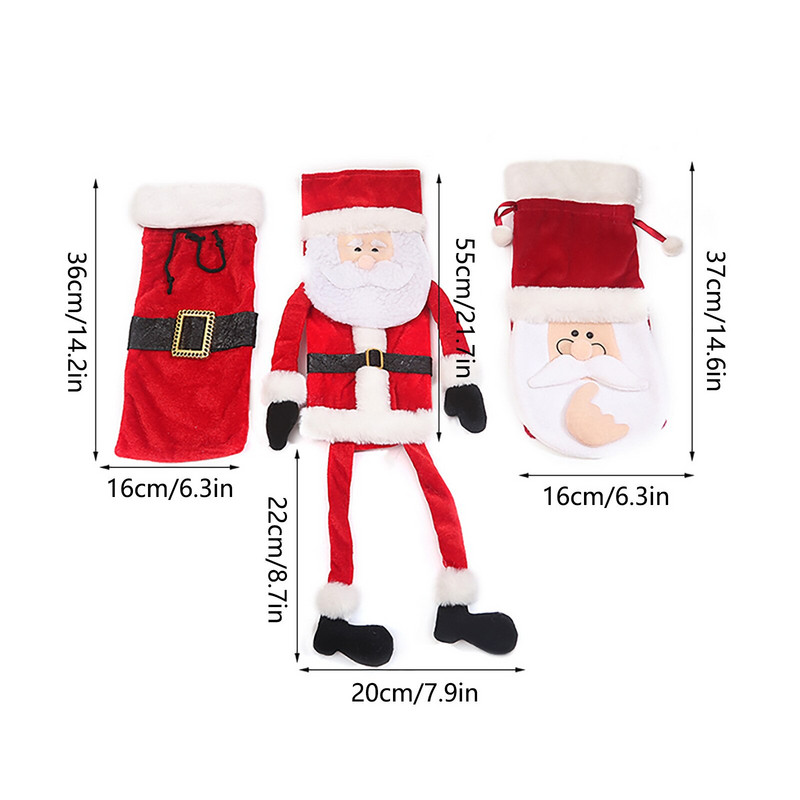 Vianočný obal na fľašu vína, veselé vianočné dekorácie do domácnosti 2021, vianočná ozdoba, nový rok 2022, vianočné darčeky, roztomilé...