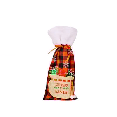 2 bucăți/set broderie cu cec de Crăciun capac pentru sticle de vin roșu saci de decorare pânză de Crăciun decor de masă pentru acasă Cel mai bun cadou 36X16cm