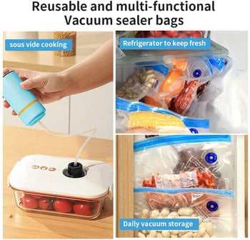 Φορητό Mini Handheld Vacuum Sealer με επαναχρησιμοποιήσιμες τσάντες αποθήκευσης τροφίμων USB Επαναφορτιζόμενη μικρή ηλεκτρική αντλία σφράγισης κενού