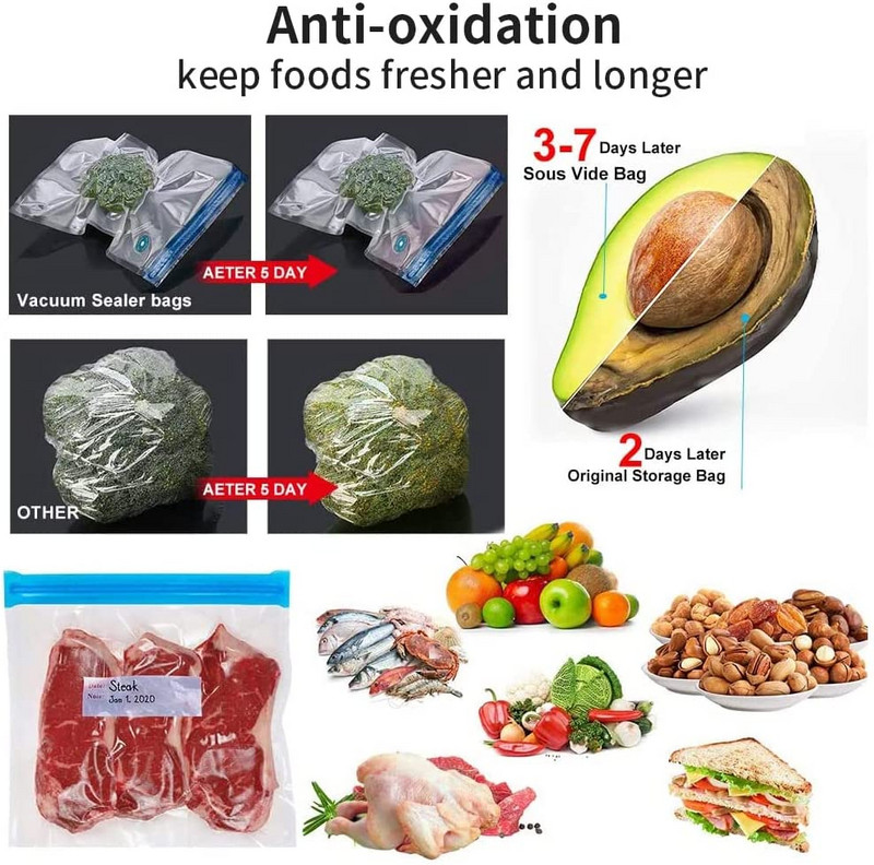 Prenosná mini ručná vákuová balička s opakovane použiteľnými vreckami na skladovanie potravín, nabíjateľná malá elektrická vákuová balička s pumpičkou cez USB