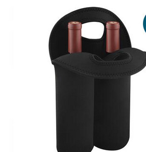 Set dublu sticle de vin rosu Geanta de vin elastic verde lavabila Geanta de sticla Outing rezistenta la cadere