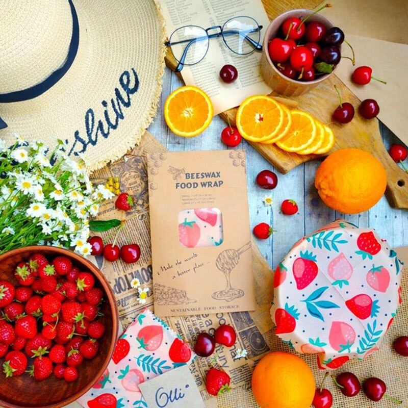 Folie de depozitare reutilizabilă Fructe organice durabile Legume Brânză Hârtie de ambalaj alimentară Fără BPA și plastic Folie alimentară din ceară de albine