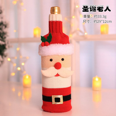 Vianočné kryty na fľaše vína Taška Sviatočný Santa Claus Kryt na fľašu šampanského Červené dekorácie na stôl pre domáce Vianočné kryty na víno