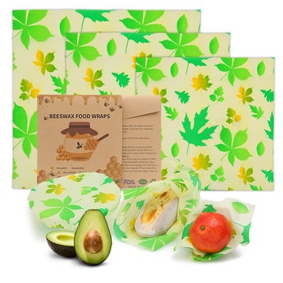 Zero Waste Beeswax Food Wrap Επαναχρησιμοποιήσιμο Περιτύλιγμα αποθήκευσης Sustainable Organic Cheese Food Paper BPA & Plastic Paper