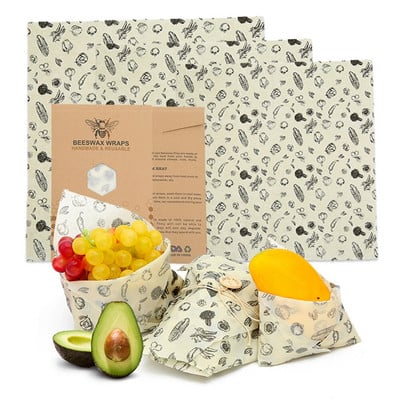 Zero Waste Beeswax Food Wrap Επαναχρησιμοποιήσιμο Περιτύλιγμα αποθήκευσης Sustainable Organic Cheese Food Paper BPA & Plastic Paper