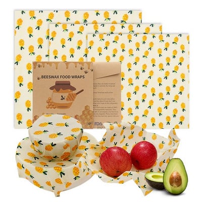 Zero Waste Beeswax Food Wrap Επαναχρησιμοποιήσιμο Περιτύλιγμα αποθήκευσης Sustainable Organic Cheese Food Paper BPA & Plastic Paper