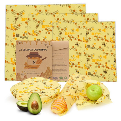 Zero Waste Beeswax Food Wrap Επαναχρησιμοποιήσιμο Περιτύλιγμα αποθήκευσης Sustainable Organic Cheese Food Paper BPA & Plastic Paper