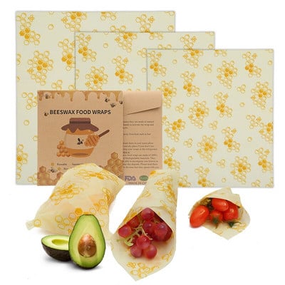 Zero Waste Beeswax Food Wrap Επαναχρησιμοποιήσιμο Περιτύλιγμα αποθήκευσης Sustainable Organic Cheese Food Paper BPA & Plastic Paper