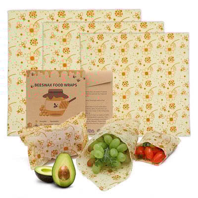 Zero Waste Beeswax Food Wrap Επαναχρησιμοποιήσιμο Περιτύλιγμα αποθήκευσης Sustainable Organic Cheese Food Paper BPA & Plastic Paper