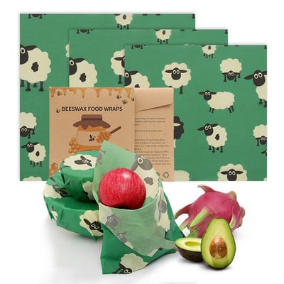 Zero Waste Beeswax Food Wrap Επαναχρησιμοποιήσιμο Περιτύλιγμα αποθήκευσης Sustainable Organic Cheese Food Paper BPA & Plastic Paper