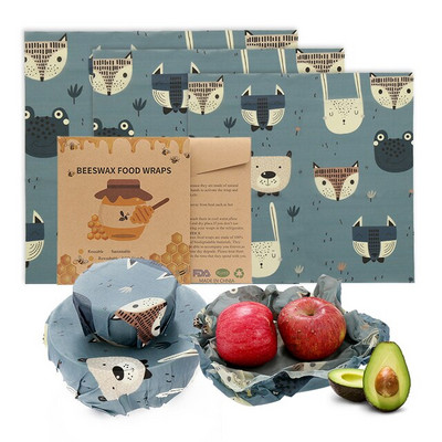 Zero Waste Beeswax Food Wrap Επαναχρησιμοποιήσιμο Περιτύλιγμα αποθήκευσης Sustainable Organic Cheese Food Paper BPA & Plastic Paper