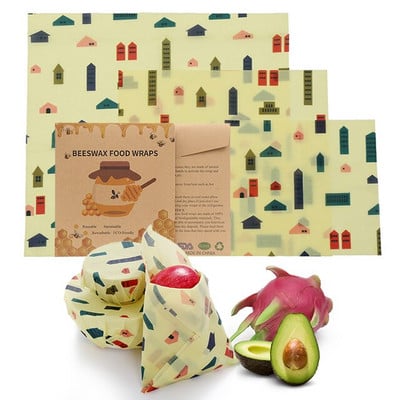 Zero Waste Beeswax Food Wrap Επαναχρησιμοποιήσιμο Περιτύλιγμα αποθήκευσης Sustainable Organic Cheese Food Paper BPA & Plastic Paper