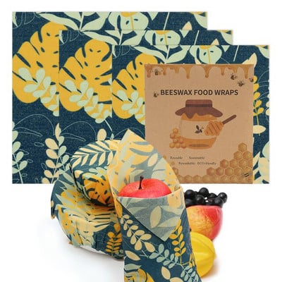 Zero Waste Beeswax Food Wrap Επαναχρησιμοποιήσιμο Περιτύλιγμα αποθήκευσης Sustainable Organic Cheese Food Paper BPA & Plastic Paper