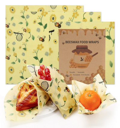 Zero Waste Beeswax Food Wrap Επαναχρησιμοποιήσιμο Περιτύλιγμα αποθήκευσης Sustainable Organic Cheese Food Paper BPA & Plastic Paper