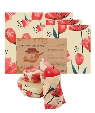 Zero Waste Beeswax Food Wrap Επαναχρησιμοποιήσιμο Περιτύλιγμα αποθήκευσης Sustainable Organic Cheese Food Paper BPA & Plastic Paper