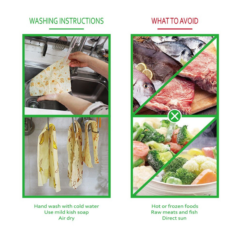 Zero Waste Beeswax Food Wrap Επαναχρησιμοποιήσιμο Περιτύλιγμα αποθήκευσης Sustainable Organic Cheese Food Paper BPA & Plastic Paper