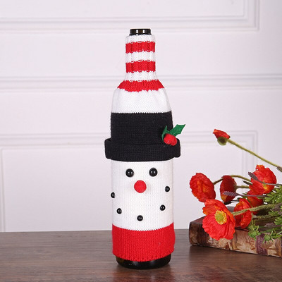 12 ks/sada vianočných krytov na fľaše vína, dekorácie na stôl, vianočné darčekové uzávery, kryty na fľaše Santa Clausa, vianočné darčekové tašky