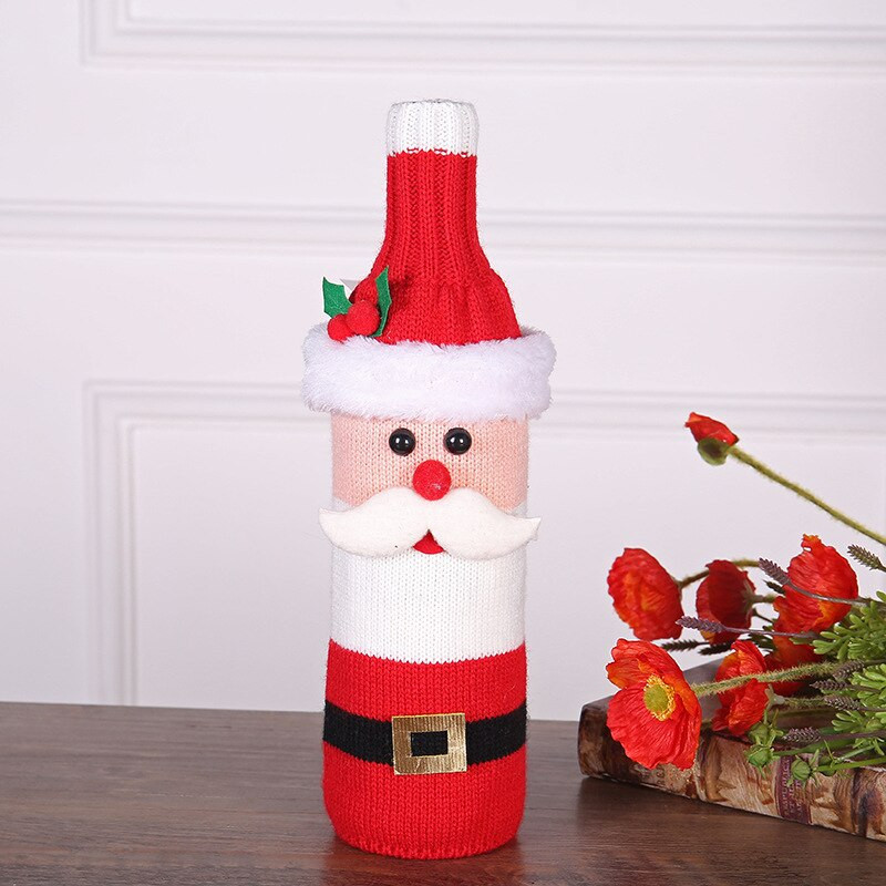 12 ks/sada vianočných krytov na fľaše vína, dekorácie na stôl, vianočné darčekové uzávery, kryty na fľaše Santa Clausa, vianočné darčekové tašky