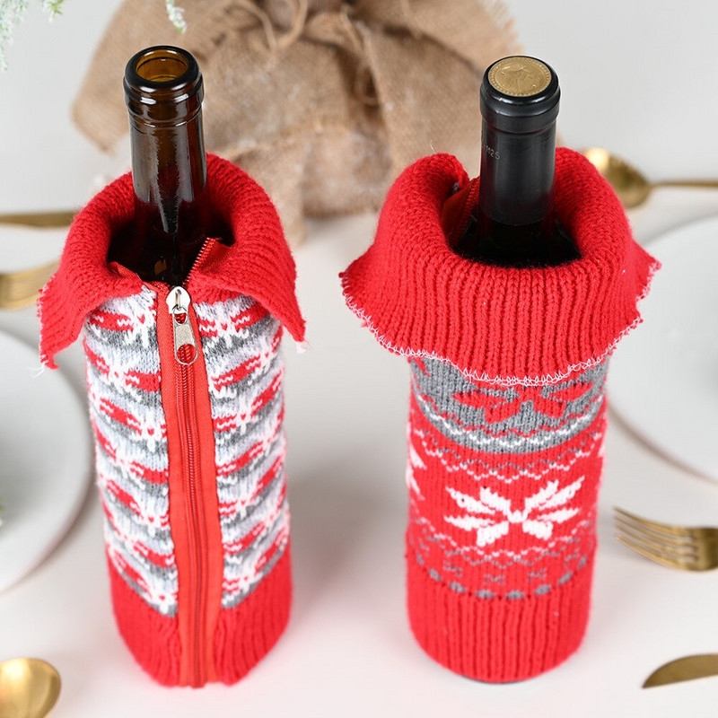 Božićni ukrasi izuzetan pleteni patentni zatvarač Božićni kreativni pokrivač za bocu za snijeg 31x11cm božićni ukrasi za dom