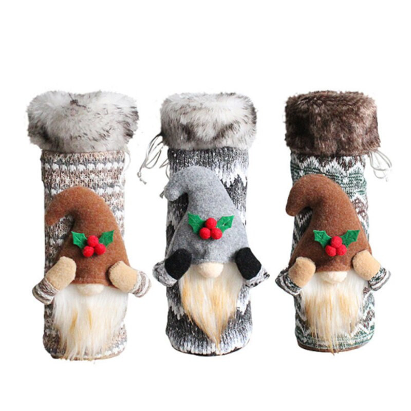 Vianočné kryty na fľaše vína, veselé vianočné ozdoby, kryty na fľaše Santa Clausa, vianočná dekorácia, vianočné darčeky, šťastný nový rok