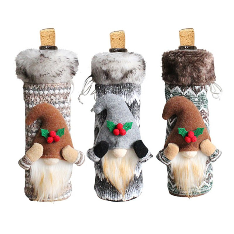 Vianočné kryty na fľaše vína, veselé vianočné ozdoby, kryty na fľaše Santa Clausa, vianočná dekorácia, vianočné darčeky, šťastný nový rok