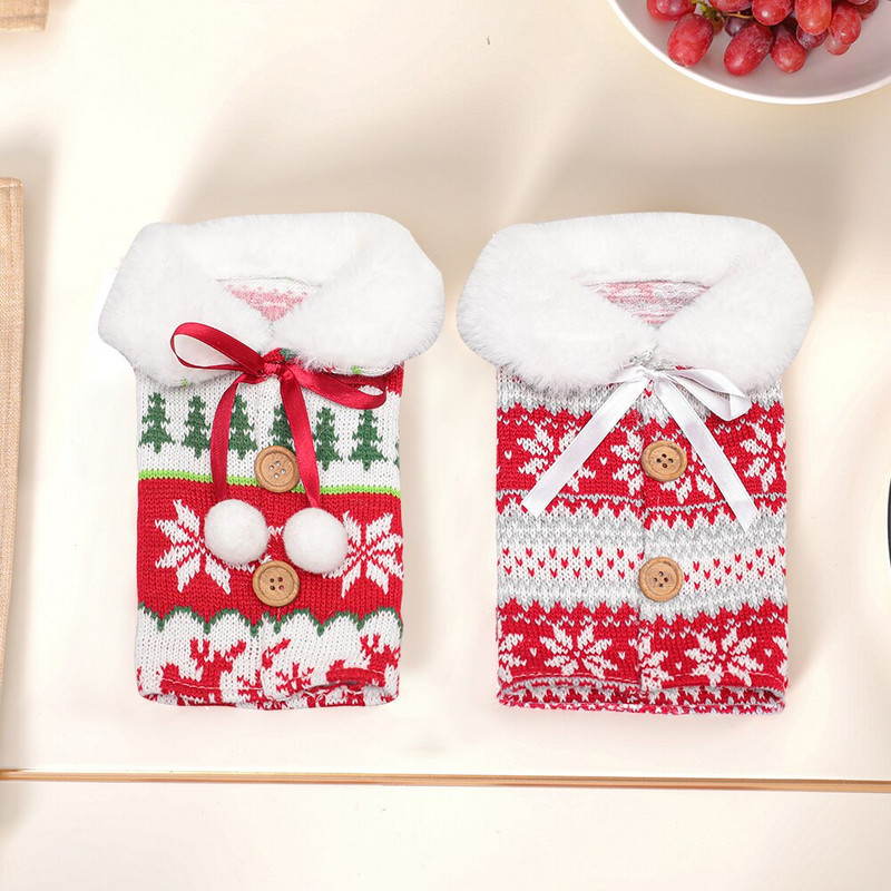 2020 m. Kalėdų vyno rinkinys Megztas briedžio snaigės vyno rinkinys Namų dekoro dekoras KAMBARIUI 