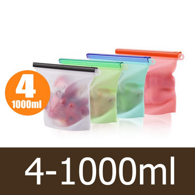 Silikónové vrecko na opakované použitie, 1000 ml, 1500 ml, kuchynské silikónové vrecko na skladovanie potravín, eko zipsové tesnenie, mraziace vrecko, čerstvé vrecká