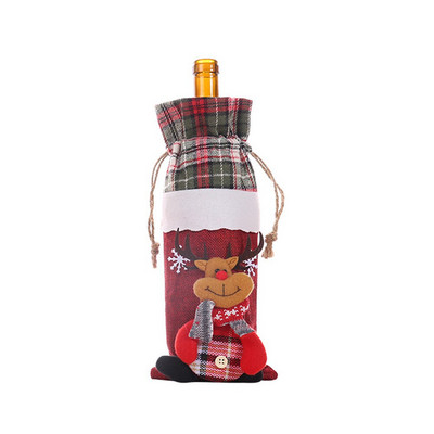 "10 ks vianočných krytov na fľaše červeného vína, vianočných dekorácií na domáce šampanské, ľanové sviatočné dekorácie, číslo modelu Santa Claus"