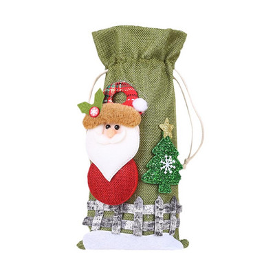 "10 ks vianočných krytov na fľaše červeného vína, vianočných dekorácií na domáce šampanské, ľanové sviatočné dekorácie, číslo modelu Santa Claus"