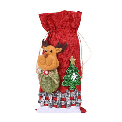 "10 ks vianočných krytov na fľaše červeného vína, vianočných dekorácií na domáce šampanské, ľanové sviatočné dekorácie, číslo modelu Santa Claus"