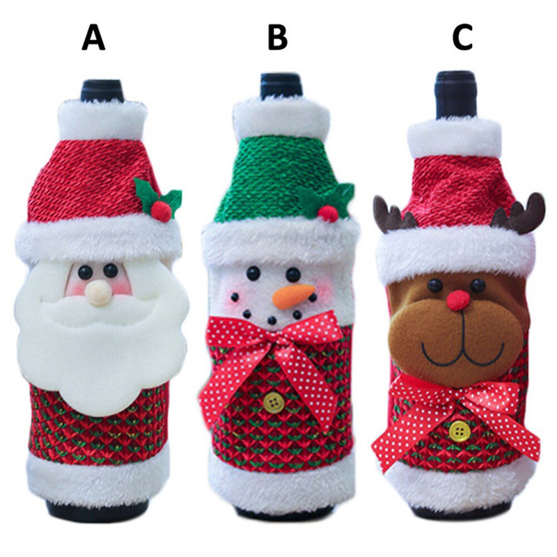 "10 ks vianočných krytov na fľaše červeného vína, vianočných dekorácií na domáce šampanské, ľanové sviatočné dekorácie, číslo modelu Santa Claus"