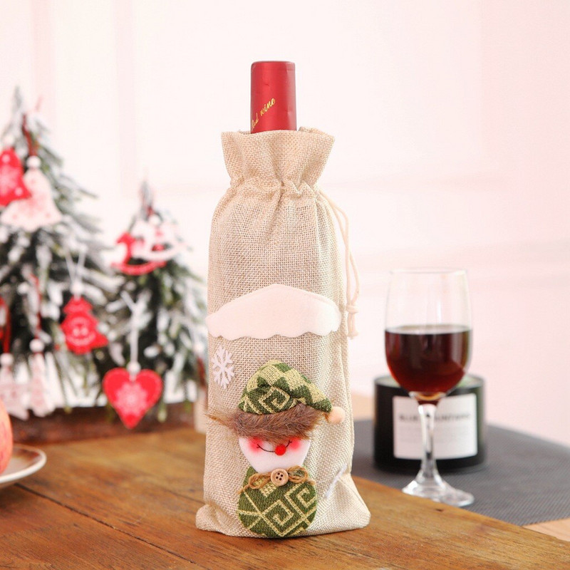 10 buc. Suport saci cadou de Crăciun pentru sticlă de vin de Crăciun Husă de praf Cadou de Anul Nou de Crăciun Decor de Crăciun pentru casă Moș Crăciun