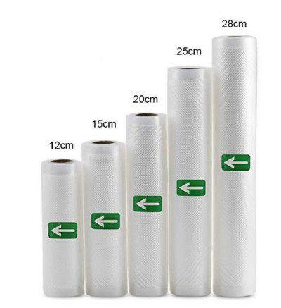 5 ritiniai / 2 ritinėliai, virtuvės maisto vakuuminiai maišeliai, maišeliai, skirti vakuuminiam sandarikliui laikyti 12+15+20+25+28cm*500cm