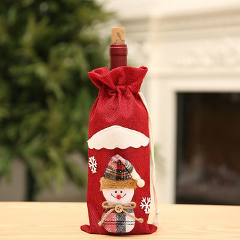 3PCS/lot 2020 Коледна бутилка вино капак Карирана чанта от чул Домашна ваканция Коледа Декорация на Дядо Коледа Торба за червено вино
