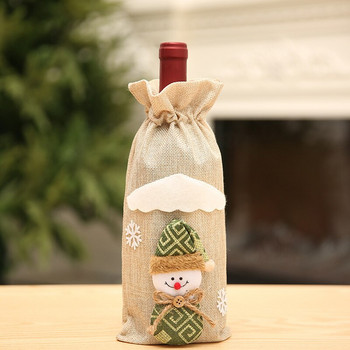 3PCS/lot 2020 Коледна бутилка вино капак Карирана чанта от чул Домашна ваканция Коледа Декорация на Дядо Коледа Торба за червено вино