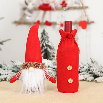 1 τμχ Καλύμματα χριστουγεννιάτικων μπουκαλιών κόκκινου κρασιού Τσάντα Λευκά είδη Χριστουγεννιάτικα στολίδια για το σπίτι Άγιος Βασίλης