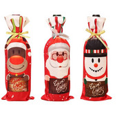 Set de sticle Decoratiuni de Crăciun Creativ Moș Crăciun Om de Zăpadă Cerb Set Vin Roșu Desene Animat Set Sticle de Vin de Crăciun Geantă de sticlă