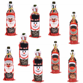 Комплект бутилки Коледна украса Творчески Дядо Коледа Снежен човек Елен Комплект червено вино Анимационен коледен комплект бутилки вино Чанта за бутилки