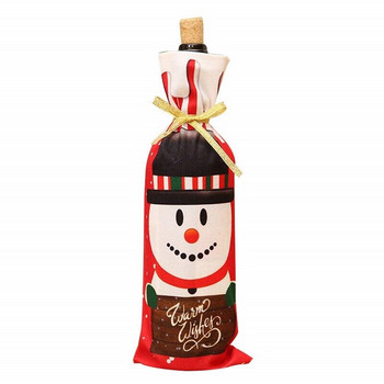 Комплект бутилки Коледна украса Творчески Дядо Коледа Снежен човек Елен Комплект червено вино Анимационен коледен комплект бутилки вино Чанта за бутилки
