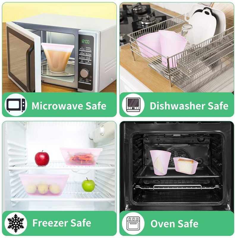 Silikoninis maisto maišelis su užtrauktuku, daugkartinis, šviežiai laikomas maišelis, sandarus vaisių ir daržovių maišelis, nepralaidus maisto saugojimui su užtrauktuku.