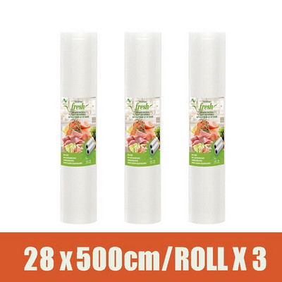 Vakuuminiai maišeliai maisto vakuuminiam sandarikliui Maisto produktai šviežiai ilgai išliekantys 12+15+20+25+28cm*500cm ritinėliai / partijų maišeliai vakuuminiam pakuotojui
