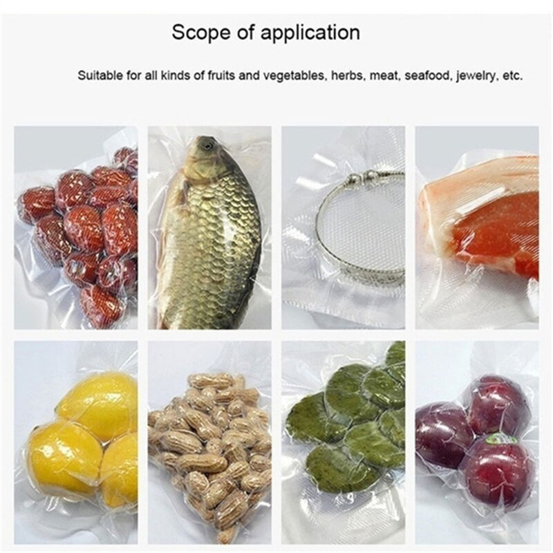Vakuuminiai maišeliai maisto vakuuminiam sandarikliui Maisto produktai šviežiai ilgai išliekantys 12+15+20+25+28cm*500cm ritinėliai / partijų maišeliai vakuuminiam pakuotojui