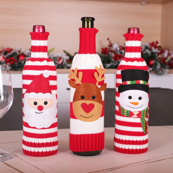 κόκκινο μπουκάλι κρασιού τσάντα κρασιού μανίκι χιονάνθρωπος Πλεκτή τσάντα κρασιού διακόσμηση μπουκαλιού Χριστουγεννιάτικα στολίδια σαμπάνιας πάνινη τσάντα wine bar