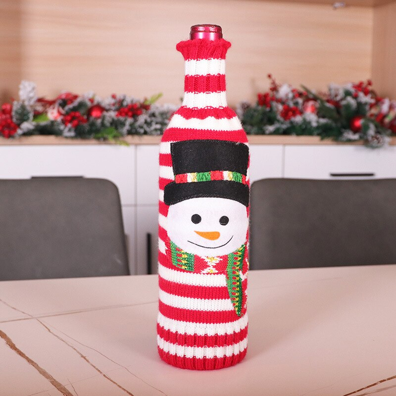raudono vyno butelio maišelis vyno rankovė sniego senelis Megztas vyno maišelio butelio papuošimas Kalėdų šampano papuošalai drobės vyno baro krepšys